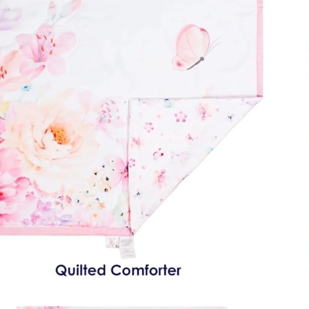 NEW!  Blush Floral Butterfly Toddler Bedding and Comforter Set Bed-In-A-Pink